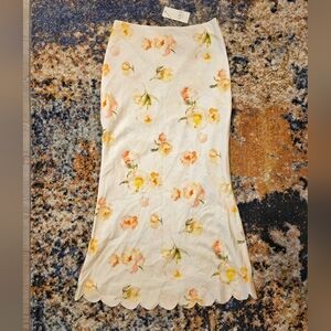 Vici Floral Pencil Skirt in Cream and Yellow